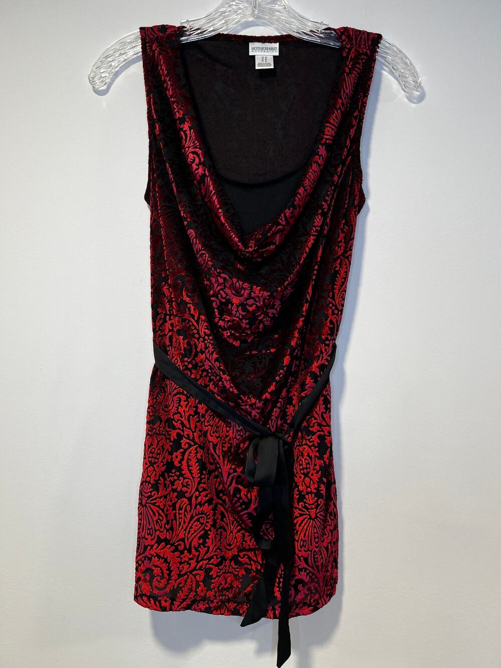 Motherhood Maternity Sleeveless Cowl Neck Dressy Red Velvet Top Medium